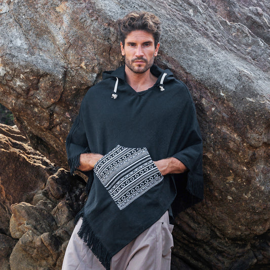 Poncho hippie pour homme et femme Padre avec poche colorée