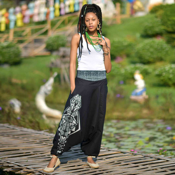 PANASIAM Sarouel Aladdin Unicolor - Pantalon Hippie Unisexe 100% Viscose Naturelle, Doux Et Léger, Commerce Équitable